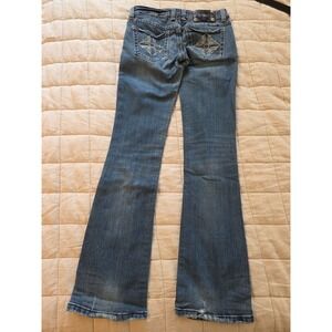 Womens's Miss Me JP5004 Boot Cut Jeans Embroidery Back Pockets Size 27 Low Rise
